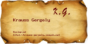 Krauss Gergely névjegykártya
